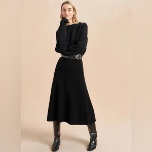 La Ligne Toujours 100% Cashmere Black Ribbed Skirt Sz XS